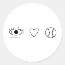 I Herz BASEBALL Runde Sticker