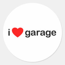I Herz-Garage Runder Sticker