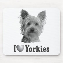 I Herz Yorkies mit Bild Mauspad
