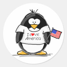 I Liebe-AmerikaPenguin Runder Sticker