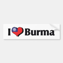 I Liebe-Birma-Flagge Auto Aufkleber