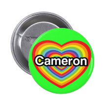 I Liebe Cameron: Regenbogenherz Button