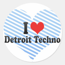 I Liebe Detroit Techno Runde Aufkleber