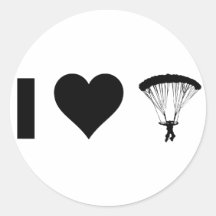I Liebe-Fallschirmspringen Runder Aufkleber