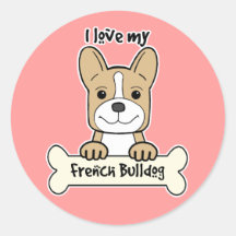 I Liebe-französische Bulldogge Runder Sticker