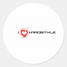 I Liebe Hardstyle Runder Aufkleber