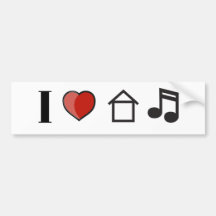 I Liebe-Haus-Musik Auto Sticker