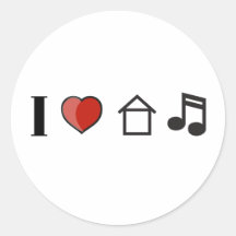 I Liebe-Haus-Musik Runder Sticker