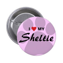 I Liebe (Herz) mein die Shetlandinseln-Schäferhund Anstecknadelbutton