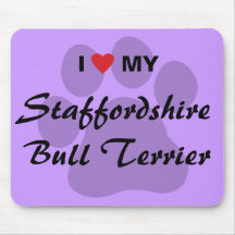 I Liebe (Herz) mein Terrier Staffordshires Stier Mauspad