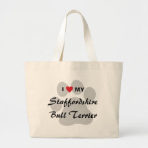 I Liebe (Herz) mein Terrier Staffordshires Stier Leinentasche