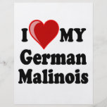 I Liebe (Herz) meine deutsche Malinois Hundekarte Flyerdruck