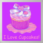 I Liebe-kleine Kuchen ~ Rosa-Kuchen-Druck Plakatdruck
