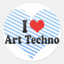 I Liebe-Kunst Techno Runde Aufkleber