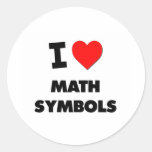 I Liebe-Mathe-Symbole Runder Aufkleber