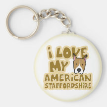 I Liebe mein amerikanisches Staffordshire Keychain Schlüsselanhänger