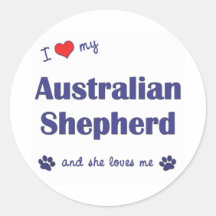 I Liebe mein australischer Schäfer (weiblicher Hun Aufkleber