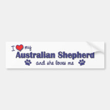 I Liebe mein australischer Schäfer (weiblicher Hun Auto Sticker