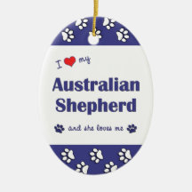 I Liebe mein australischer Schäfer (weiblicher Hun Weihnachtsbaum Ornamente