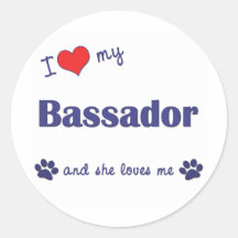 I Liebe mein Bassador (weiblicher Hund) Runder Aufkleber