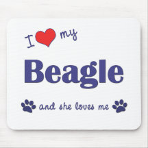 I Liebe mein Beagle (weiblicher Hund) Mauspads