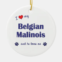 I Liebe mein belgischer Malinois (männlicher Hund) Weihnachtsornament