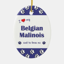 I Liebe mein belgischer Malinois (männlicher Hund) Weinachtsornamente