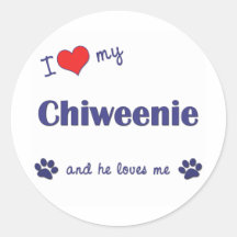 I Liebe mein Chiweenie (männlicher Hund) Runder Aufkleber