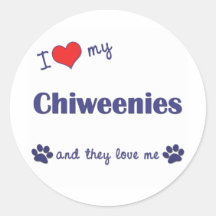 I Liebe mein Chiweenies (mehrfache Hunde) Sticker