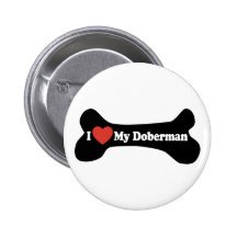 I Liebe mein Dobermann - Hundeknochen Anstecknadel