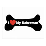 I Liebe mein Dobermann - Hundeknochen Postkarten