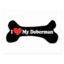 I Liebe mein Dobermann - Hundeknochen Postkarten