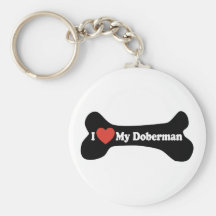 I Liebe mein Dobermann - Hundeknochen Schlüsselanhänger
