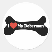 I Liebe mein Dobermann - Hundeknochen Stickers