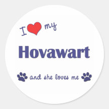 I Liebe mein Hovawart (weiblicher Hund) Runde Sticker