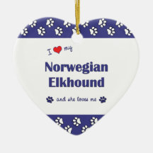I Liebe mein norwegisches Elkhound (weiblicher Hun Weihnachtsbaum Ornament