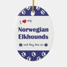 I Liebe mein norwegisches Elkhounds (mehrfache Hun Weihnachtsornament
