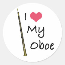 I Liebe mein Oboe Runde Aufkleber