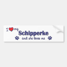 I Liebe mein Schipperke (weiblicher Hund) Autosticker