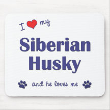 I Liebe mein sibirischer Schlittenhund (männlicher Mousepad