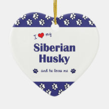 I Liebe mein sibirischer Schlittenhund (männlicher Weihnachtsornament