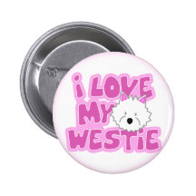 I Liebe mein Westie Knopf Buttons