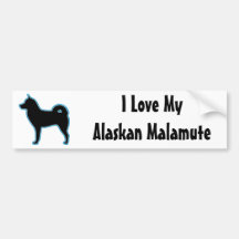 I Liebe meine alaskischer Malamute-Silhouette Auto Sticker