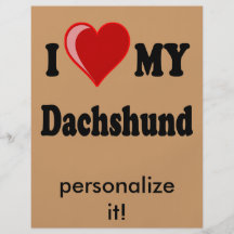 I Liebe meine Dackel-Hundegeschenke u. -kleid Personalisierte Flyer