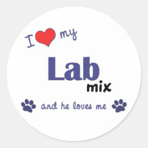 I Liebe meine Labrador-Mischung (männlicher Hund) Runder Sticker