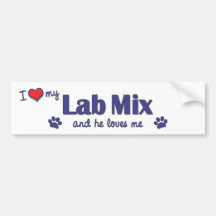 I Liebe meine Labrador-Mischung (männlicher Hund) Autosticker