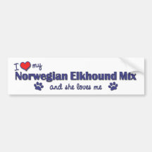 I Liebe meine norwegische Elkhound Mischung (weibl Auto Aufkleber