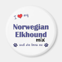 I Liebe meine norwegische Elkhound Mischung (weibl Kühlschrankmagnet