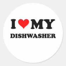 I Liebe meine Spülmaschine Runder Sticker