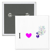 I Liebe-Pfaus Buttons